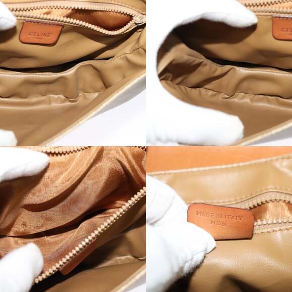 CELINE Macadam Canvas Shoulder Bag Pvc Leather Beige Gold - Picture 12 of 12